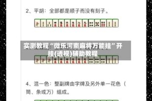 实测教程“微乐河南麻将万能挂”开挂(透视)辅助教程