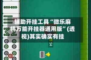 辅助开挂工具“微乐麻将万能开挂器通用版”(透视)其实确实有挂