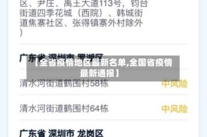【全省疫情地区最新名单,全国省疫情最新通报】