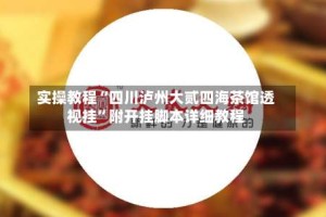 实操教程“四川泸州大贰四海茶馆透视挂”附开挂脚本详细教程