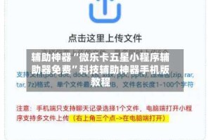 辅助神器“微乐卡五星小程序辅助器免费”科技辅助神器手机版教程