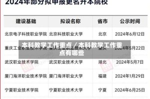 本科教学工作重点／本科教学工作重点有哪些