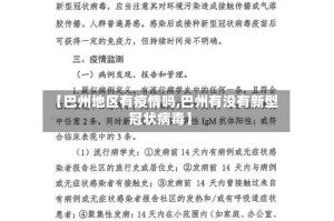 【巴州地区有疫情吗,巴州有没有新型冠状病毒】