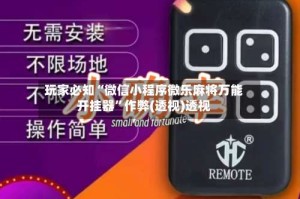 玩家必知“微信小程序微乐麻将万能开挂器”作弊(透视)透视