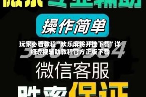 玩家必看教程“欢乐麻将开挂下载”详细透视辅助教程官方正版下载