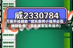 万能开挂辅助“微乐麻将小程序必赢神器免费”(原来确实是有插件)