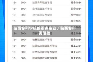 陕西专科学校的重点专业／陕西专科类院校