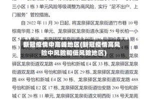 新冠疫情中高峰地区(新冠疫情高风险中风险和低风险地区)