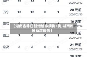 【湖南省昨日新增确诊病例1例,湖南昨日新增疫情】