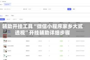 辅助开挂工具“微信小程序家乡大贰透视”开挂辅助详细步骤