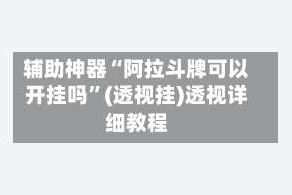 辅助神器“阿拉斗牌可以开挂吗”(透视挂)透视详细教程