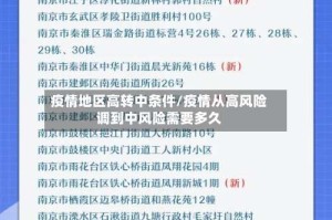 疫情地区高转中条件/疫情从高风险调到中风险需要多久