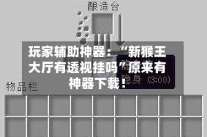 玩家辅助神器：“新猴王大厅有透视挂吗”原来有神器下载！