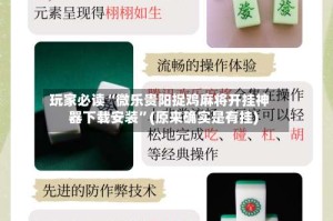 玩家必读“微乐贵阳捉鸡麻将开挂神器下载安装”(原来确实是有挂)