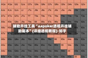 辅助开挂工具“aapoker透视开挂辅助脚本”(详细透视教程)-知乎
