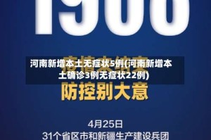 河南新增本土无症状5例(河南新增本土确诊3例无症状22例)
