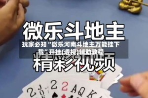 玩家必知“微乐河南斗地主万能挂下载”开挂(透视)辅助教程