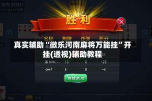 真实辅助“微乐河南麻将万能挂”开挂(透视)辅助教程