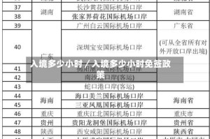 入境多少小时／入境多少小时免签政策