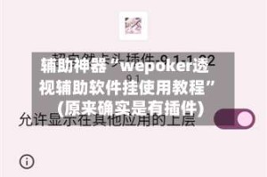 辅助神器“wepoker透视辅助软件挂使用教程”(原来确实是有插件)