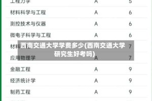 西南交通大学学费多少(西南交通大学研究生好考吗)