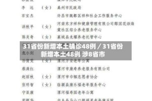 31省份新增本土确诊48例／31省份新增本土48例 涉8省市