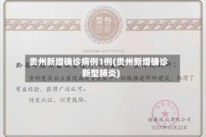 贵州新增确诊病例1例(贵州新增确诊新型肺炎)