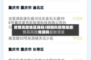 疫情风险地区绿码/疫情风险等级查询绿码