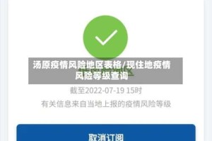 汤原疫情风险地区表格/现住地疫情风险等级查询