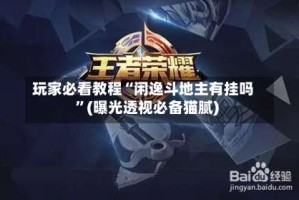 玩家必看教程“闲逸斗地主有挂吗”(曝光透视必备猫腻)