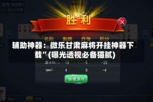 辅助神器：微乐甘肃麻将开挂神器下载”(曝光透视必备猫腻)