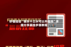 秒懂经验“胡乐十三水可以开挂吗”详细分享装挂步骤教程