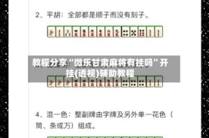 教程分享“微乐甘肃麻将有挂吗”开挂(透视)辅助教程