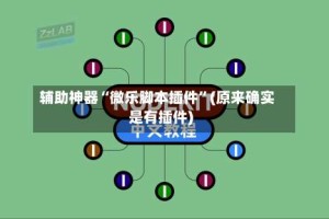 辅助神器“微乐脚本插件”(原来确实是有插件)