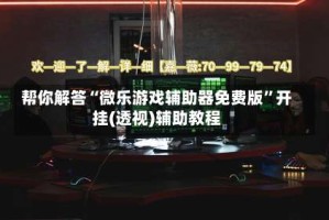 帮你解答“微乐游戏辅助器免费版”开挂(透视)辅助教程