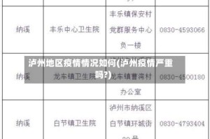 泸州地区疫情情况如何(泸州疫情严重吗?)