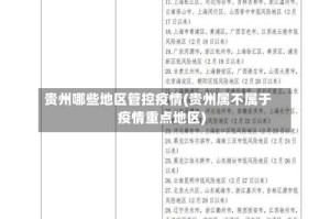 贵州哪些地区管控疫情(贵州属不属于疫情重点地区)