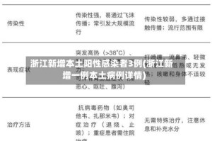 浙江新增本土阳性感染者3例(浙江新增一例本土病例详情)