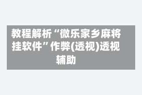 教程解析“微乐家乡麻将挂软件”作弊(透视)透视辅助