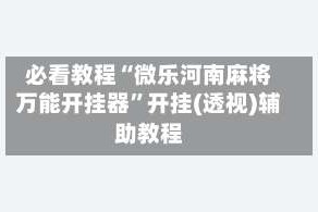 必看教程“微乐河南麻将万能开挂器”开挂(透视)辅助教程