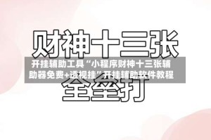 开挂辅助工具“小程序财神十三张辅助器免费+透视挂”开挂辅助软件教程