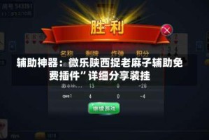 辅助神器：微乐陕西捉老麻子辅助免费插件”详细分享装挂