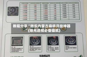 教程分享“微乐内蒙古麻将开挂神器”(曝光透视必备猫腻)