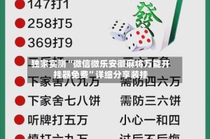 独家实测“微信微乐安徽麻将万能开挂器免费”详细分享装挂