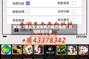 实测!“微乐甘肃麻将万能开挂器”开挂辅助详细