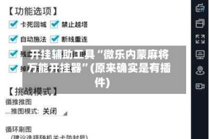 开挂辅助工具“微乐内蒙麻将万能开挂器”(原来确实是有插件)