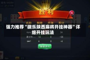强力推荐“微乐陕西麻将开挂神器”详细开挂玩法