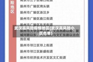 武汉高风险疫情地区(武汉高风险小区名单)