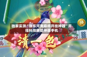 独家实测“微乐河南麻将开挂神器”开挂科技辅助神器手机