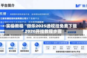 实操教程“微乐2025透视挂免费下载”2026开挂教程步骤